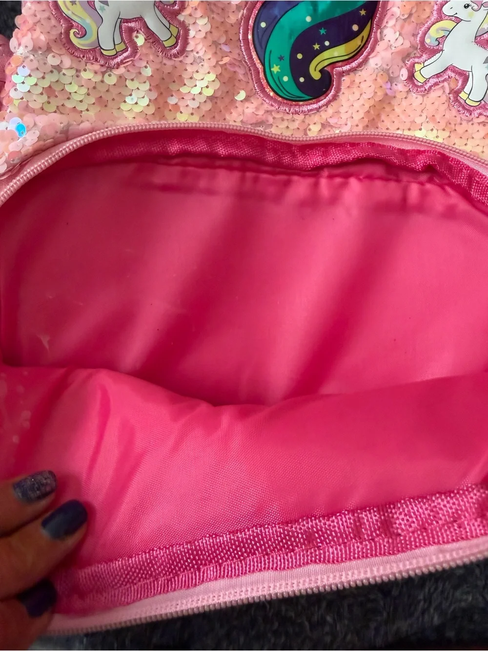Girls Pink Sequin Unicorn and Donuts Design Backpack